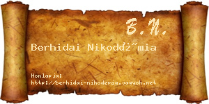 Berhidai Nikodémia névjegykártya